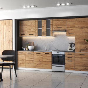 MEBLE KUCHENNE KUCHNIA ZESTAW SZAFKI SŁUPEK BLAT JOLA 3,2M DĄB WOTAN