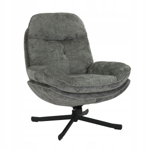 FOTEL DO SALONU BIURA OBROTOWY WYGODNY CIEMNY POPIEL SZARY KARMEN
